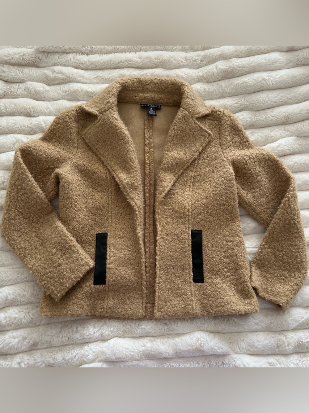 NYCC Faux Teddy Fleece Blazer Tan Jacket